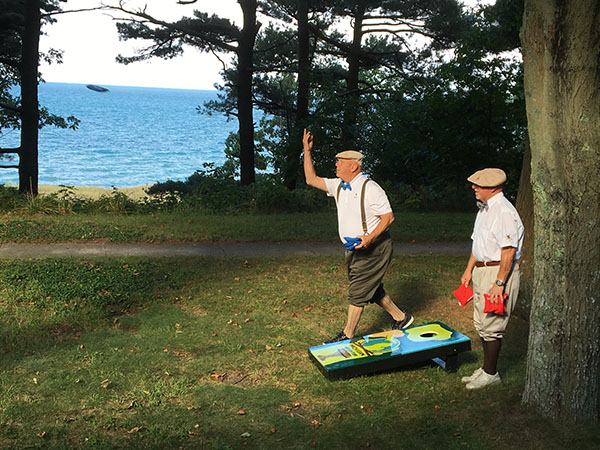 Capt. Trapani and Pish let the beanbags fly on the Lake Michigan coast.