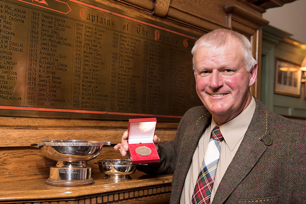 World Hickory Open Champion Sandy Lyle is pictured with his trophies at Panmure Golf Club. © Andy Thompson Photography / ATIMAGES
