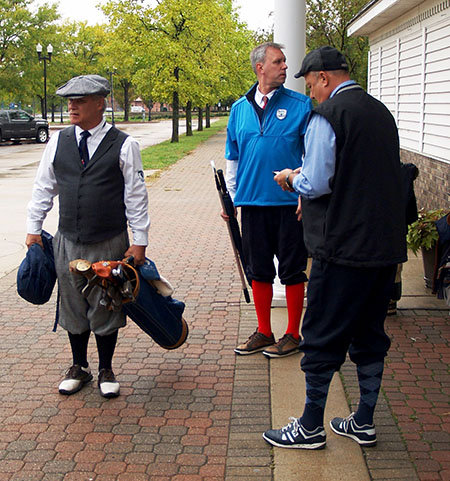 Tim Stroshine, left, Joe Bodnar, and Bill Ellington prepare for the day's action. 
